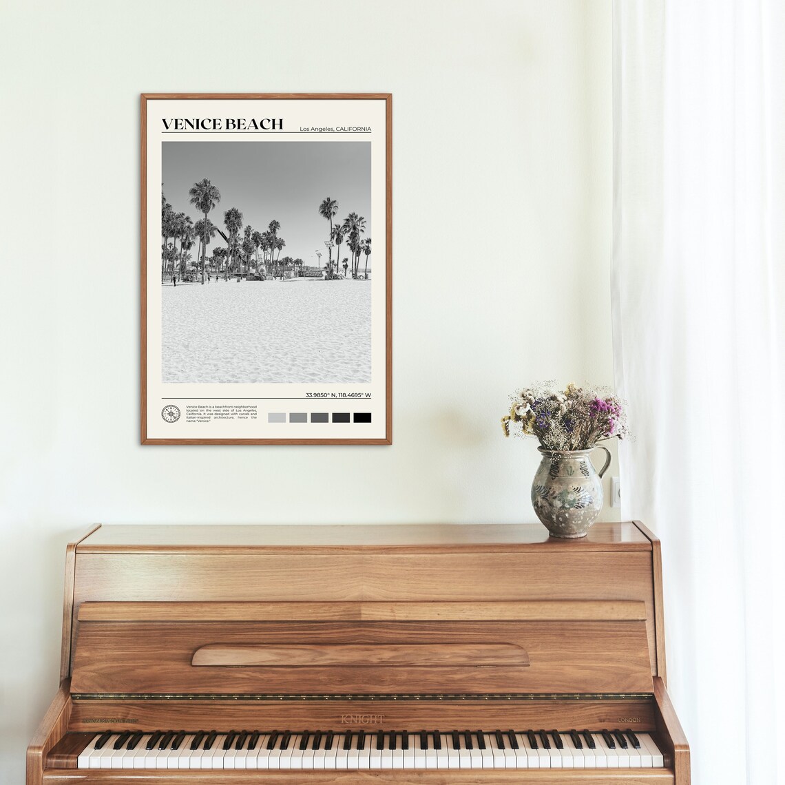 Venice Beach Black and White Travel Poster Print - Image 2
