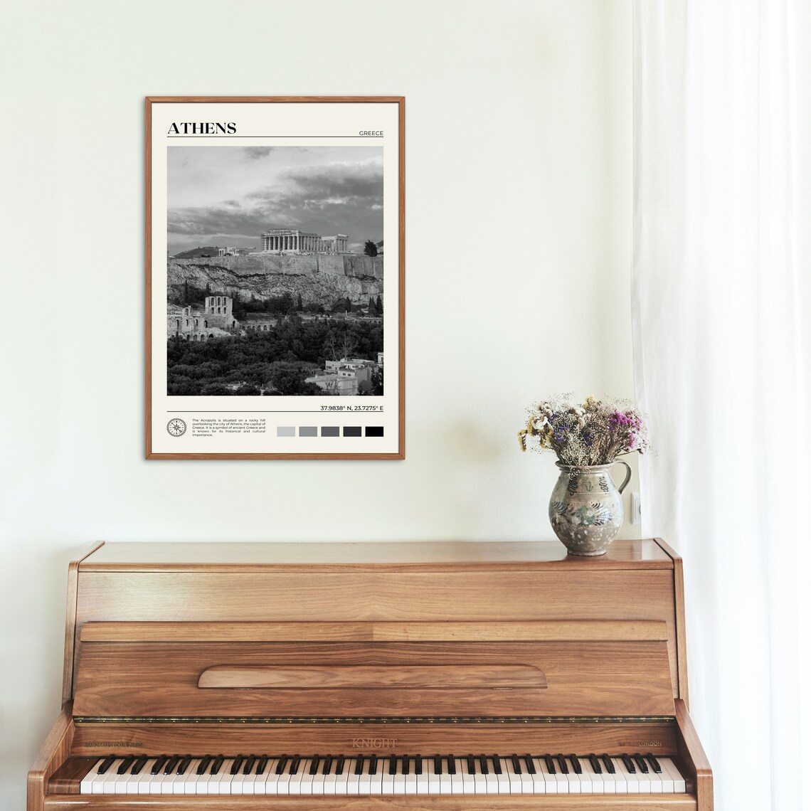 Athens Black and White Travel Poster, Greece Wall Art - Image 2