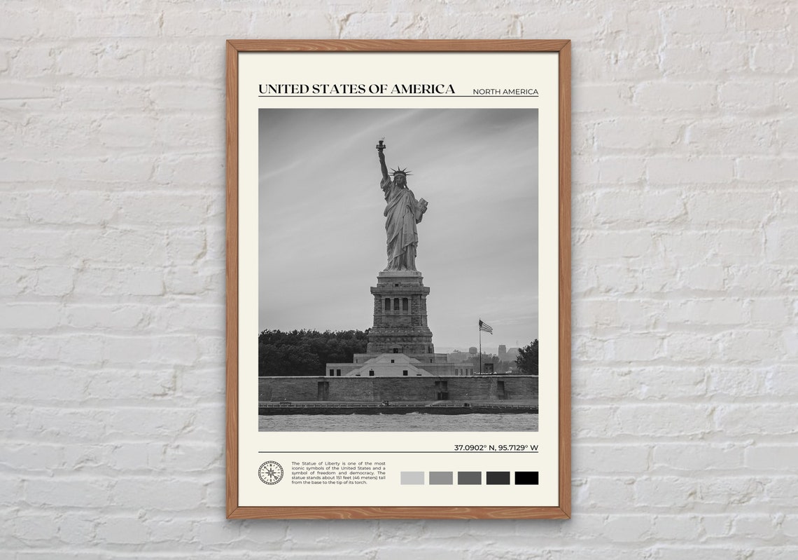Black And White United States Of America Print United States Art United States Poster United States Photo United States Poster Print
