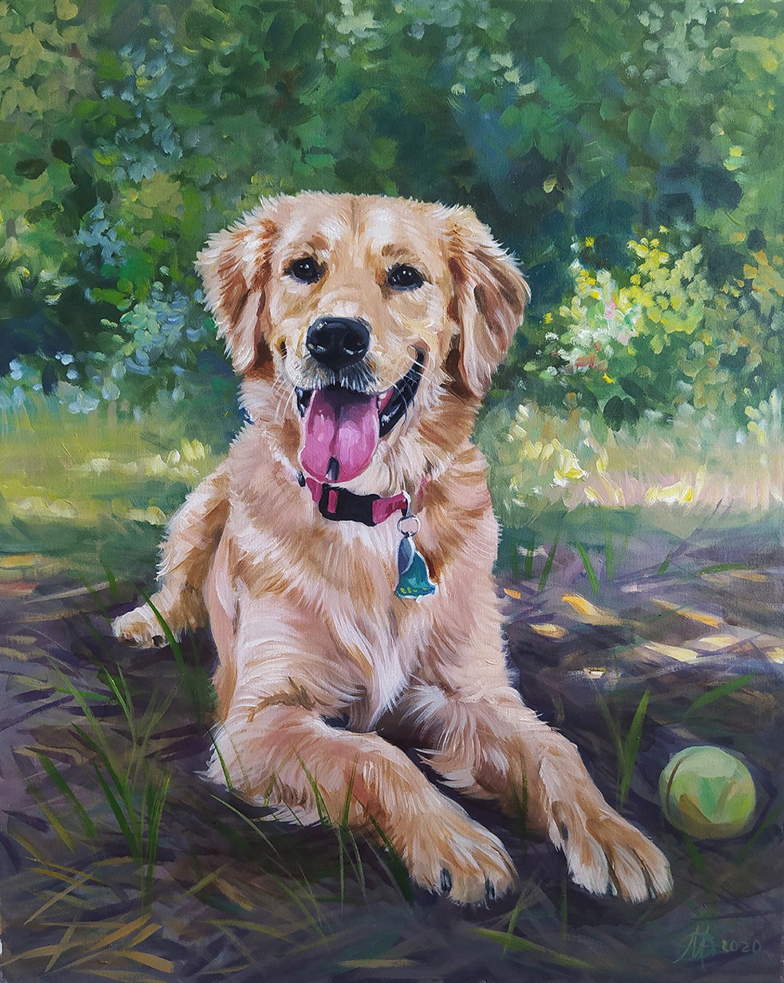 Custom Pet Portraits Dog Painting, Father's Day Gift - Image 2