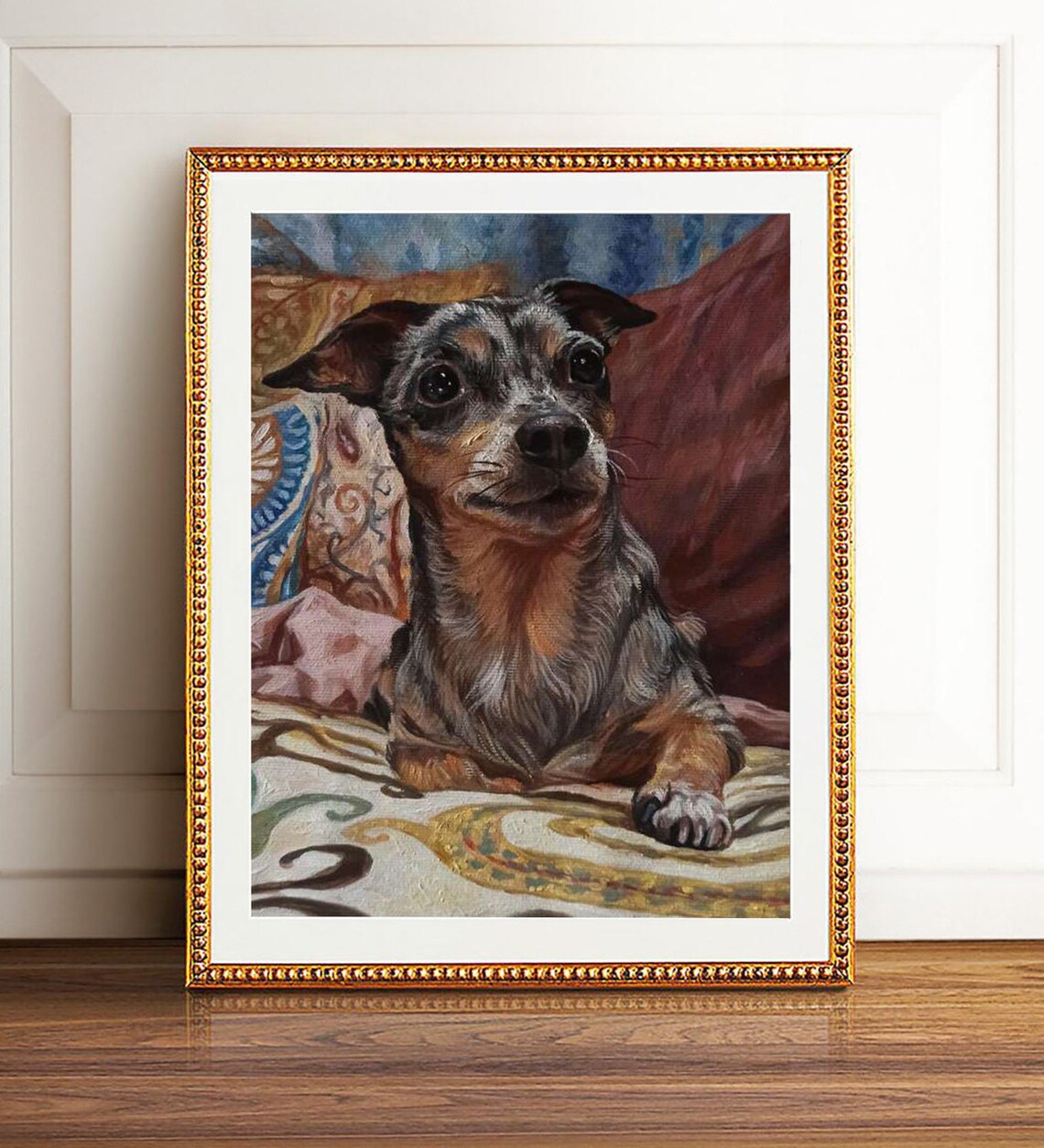 Dog Portrait, Handmade Pet Portrait Oil Art Print