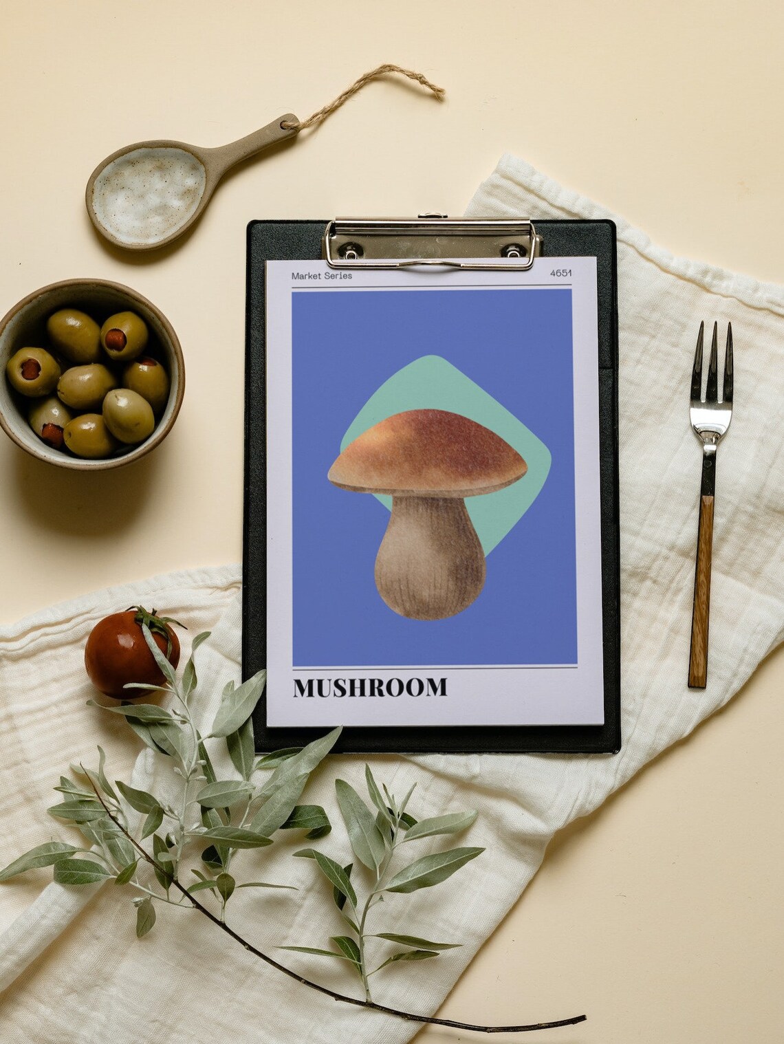Vintage Mushroom Market Series Botanical Illustration Wall Print - Image 2