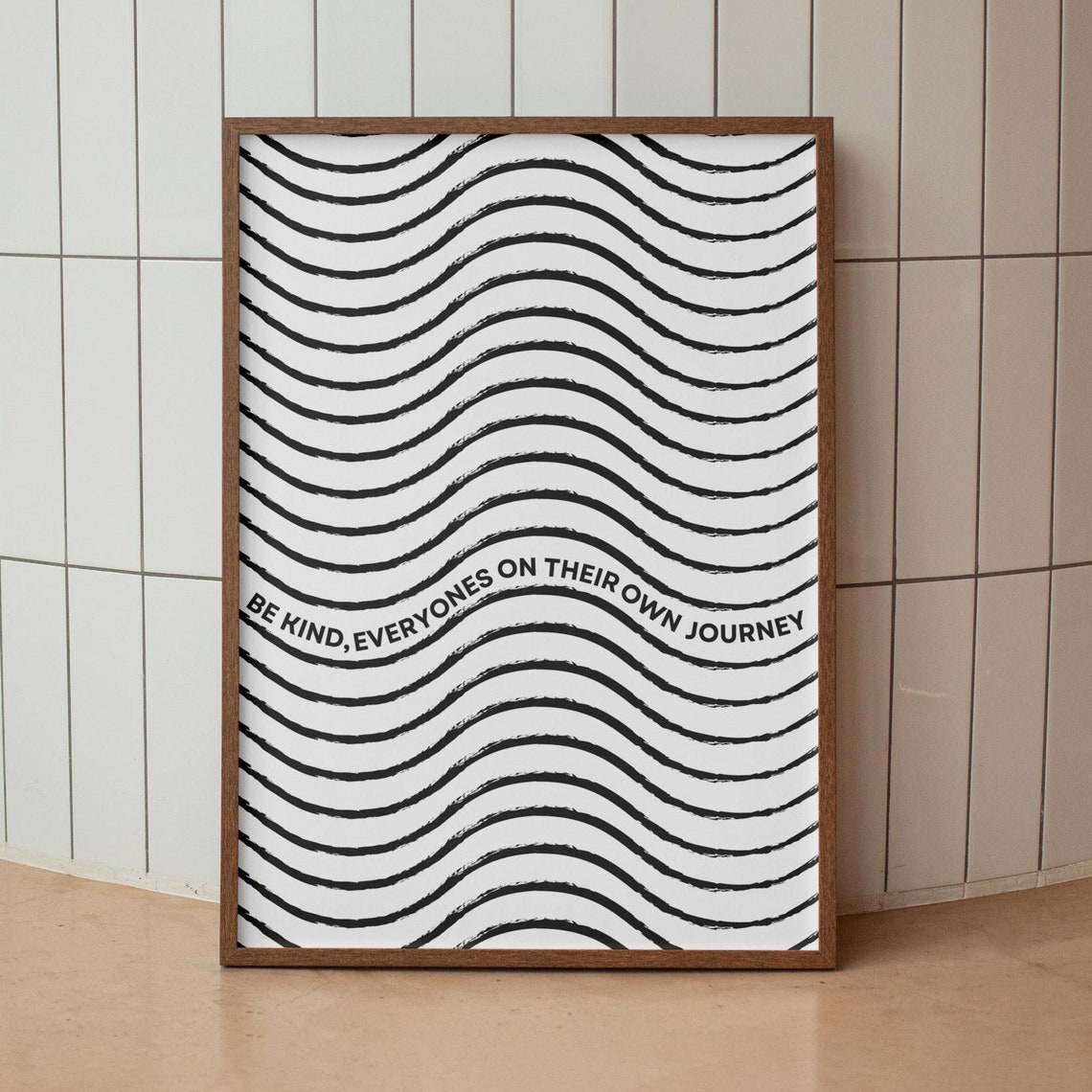 Be Kind Abstract Typography Quote Art Wall Black Minimalist Poster Trendy Decor