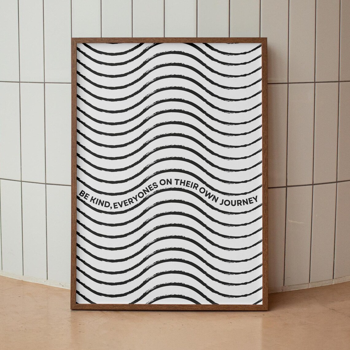 Be Kind Everyones On Their Own Journey Wavy Lines Minimal Poster