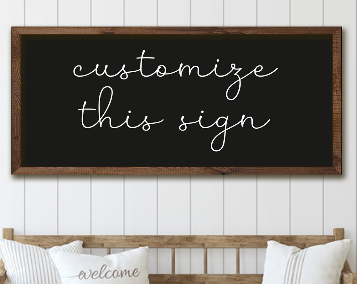 Custom Wood Sign Black Background Wall Art Print