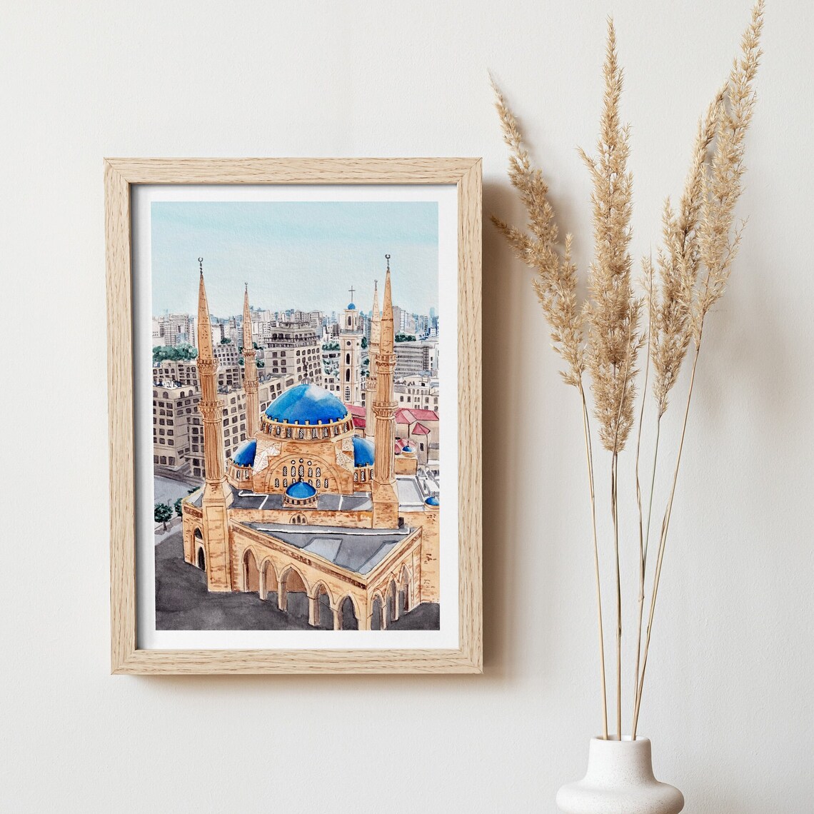 Beirut Watercolor Cityscape Travel Poster, Lebanon - Image 3