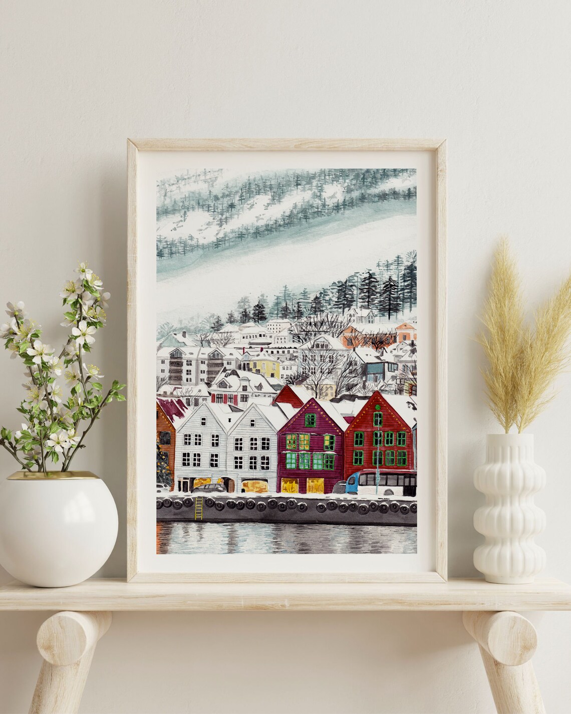 Bergen Norway Travel Poster, Cityscape Wall Art - Image 3
