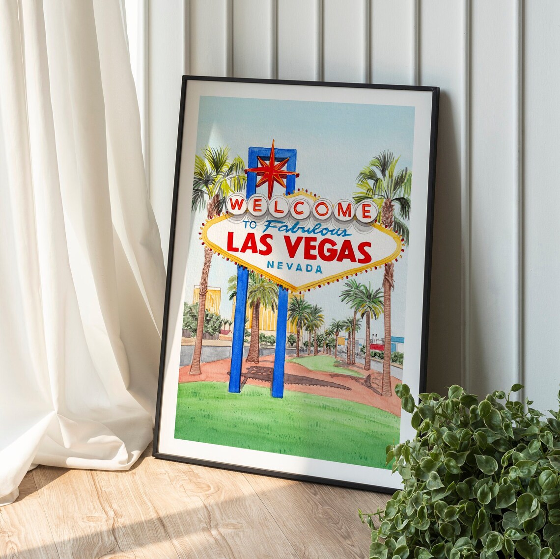 Welcome to Fabulous Las Vegas Sign Watercolor Nevada Strip Poster - Image 3
