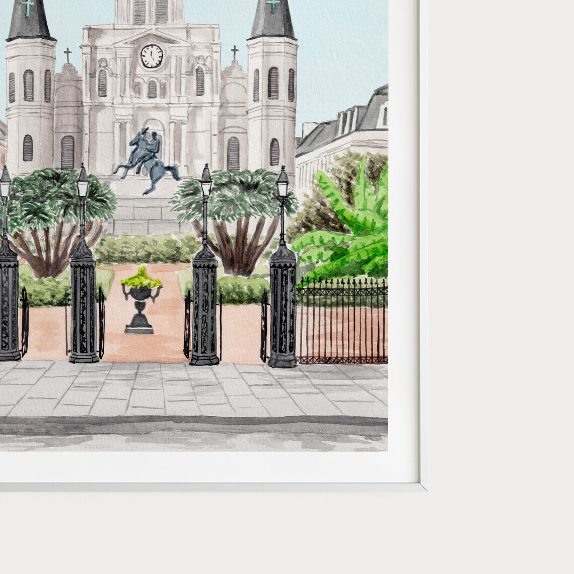 New Orleans Watercolor Print, St Louis Cathedral - Image 3