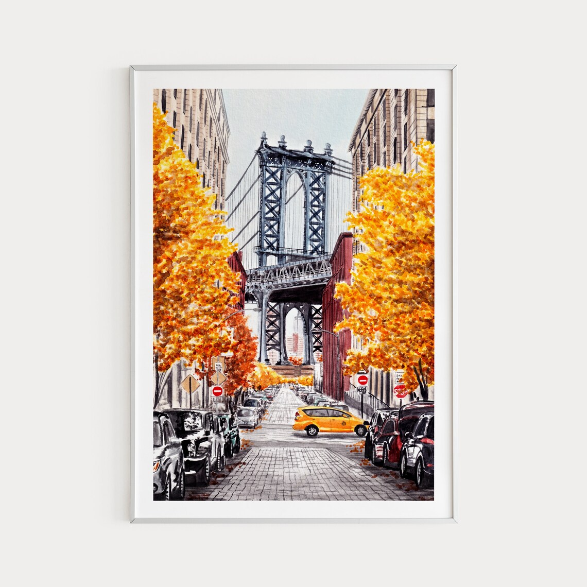 Manhattan Bridge Watercolor Art Print, New York