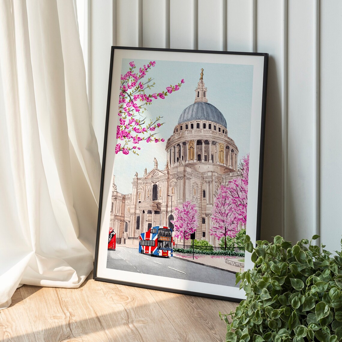 London Watercolor Print, St Paul's Cathedral Cityscape - Image 2