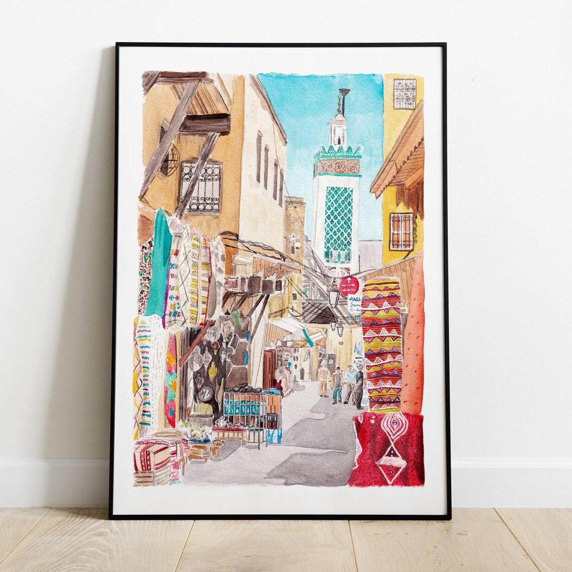 Fez City Watercolor Art Print, Morocco Wall Decor - Image 2