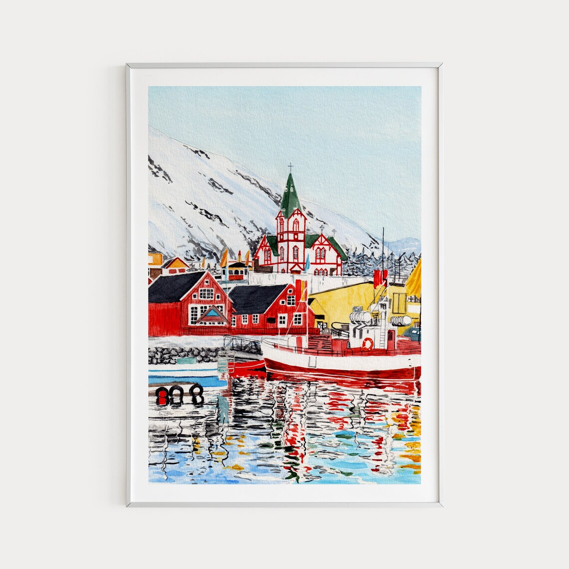 Husavik Iceland Landscape, Nordic Travel Poster