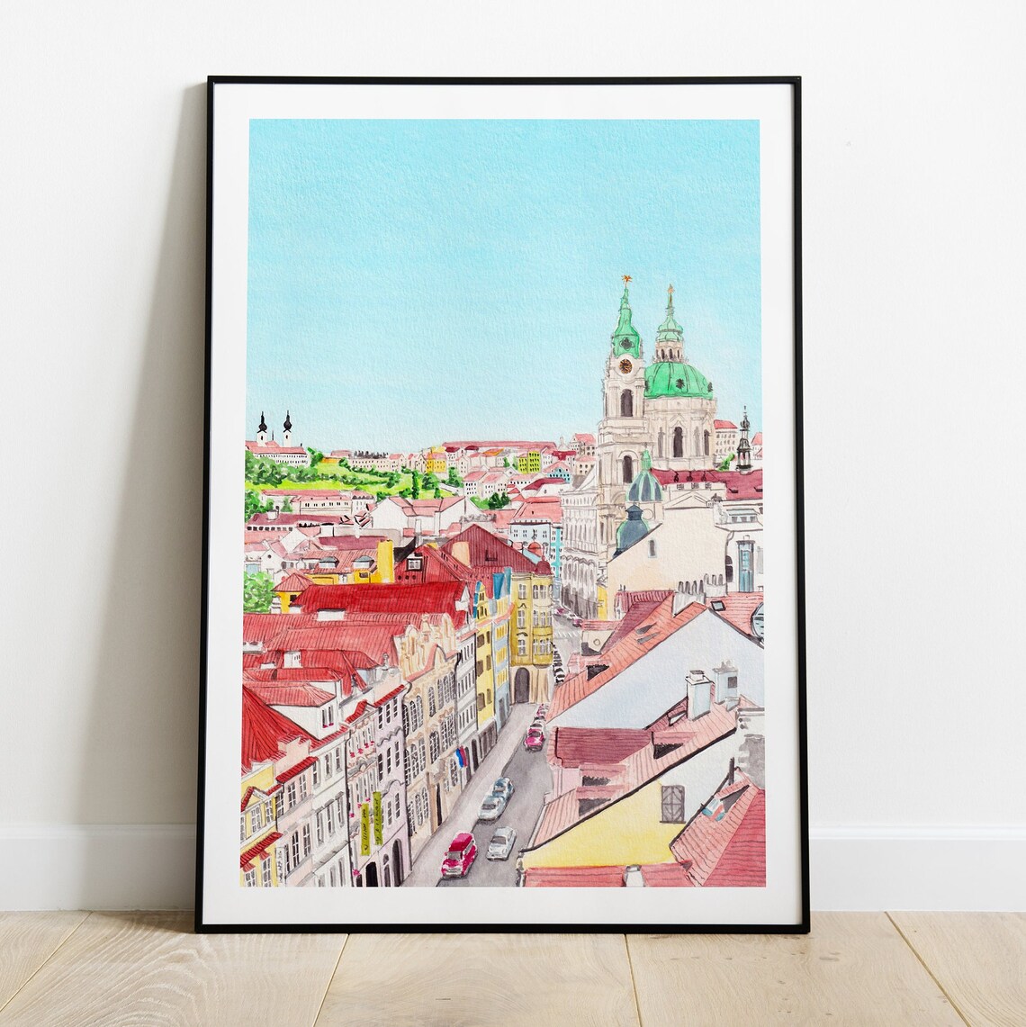 Prague Cityscape Art Print, Europe Travel Poster - Image 2