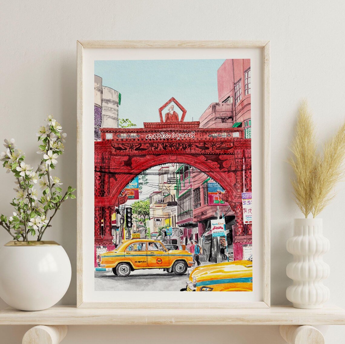 Kolkata Watercolor Cityscape Travel Poster, India - Image 2