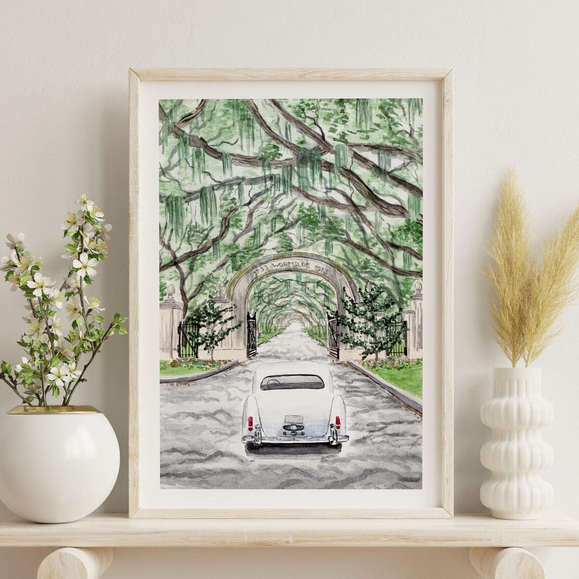 Wormsloe Plantation Savannah Watercolor Travel Poster - Image 3
