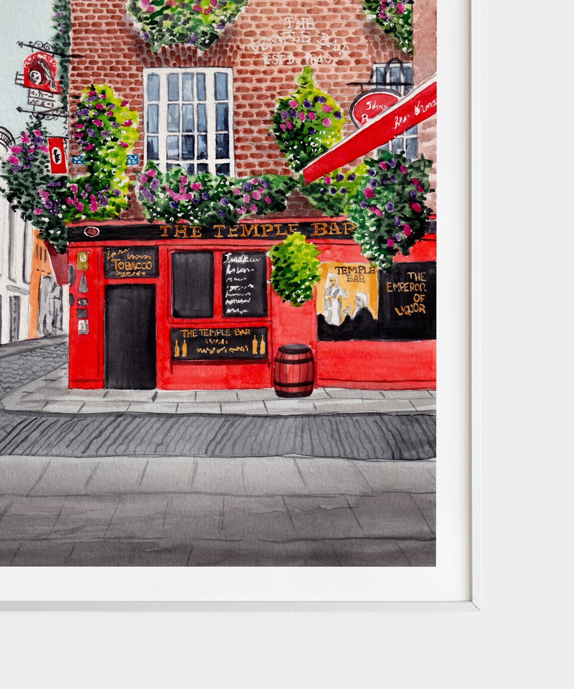 Temple Bar Watercolor Art Print, Dublin Ireland - Image 3