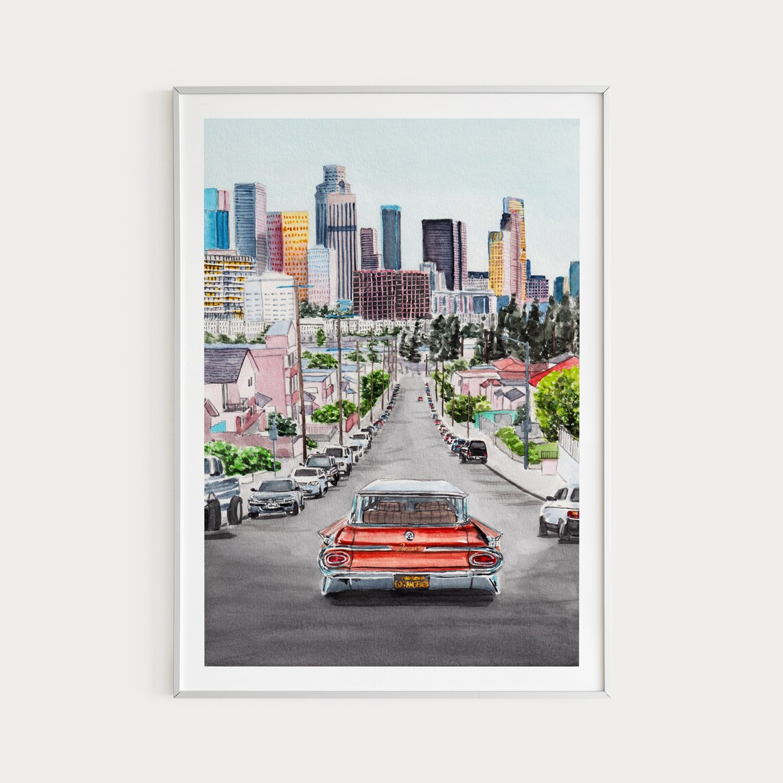 Los Angeles California Watercolor Travel Poster