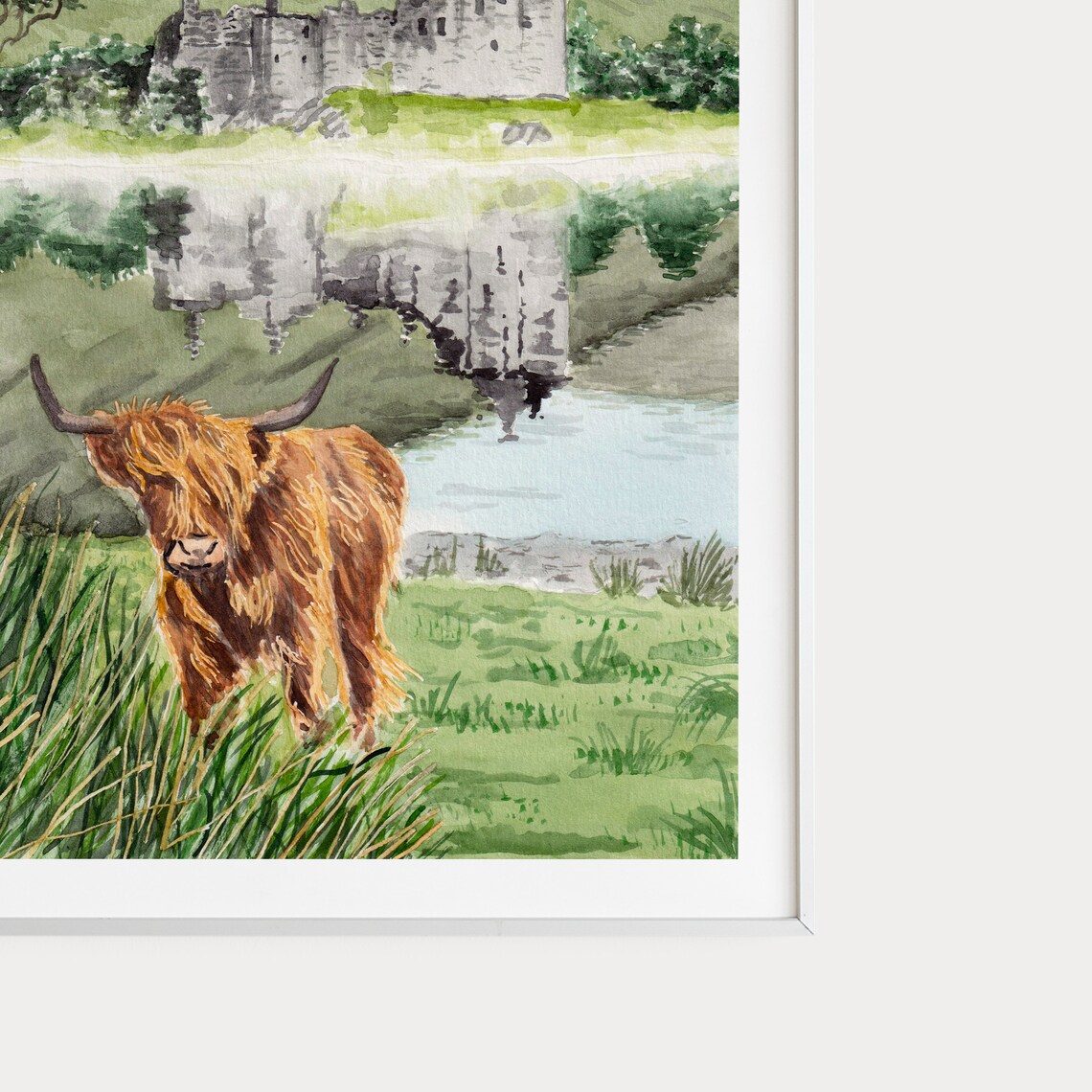 Kilchurn Castle and Highland Cow Scotland Art Print - Image 2