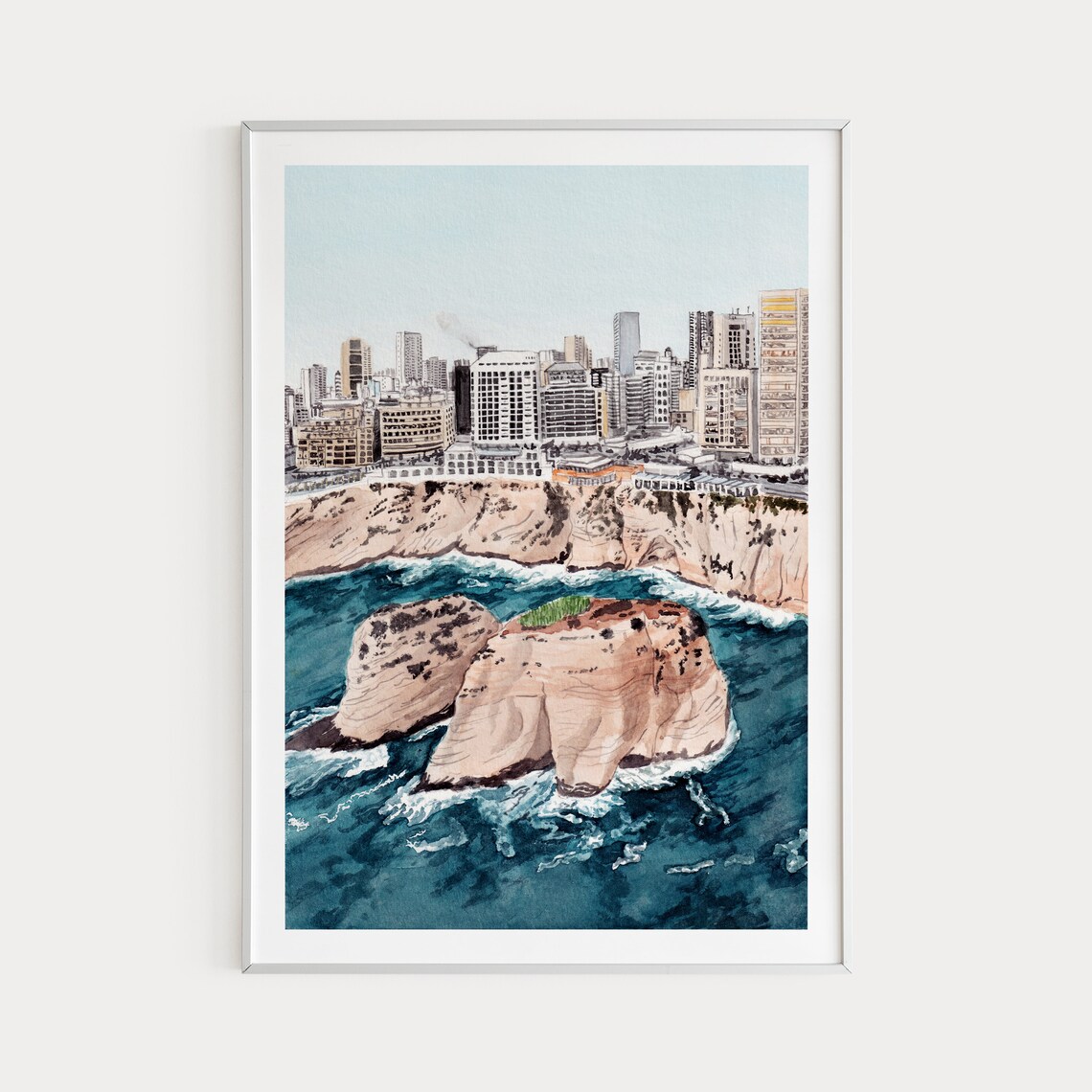 Beirut Watercolor Travel Poster, Lebanon Wall Art