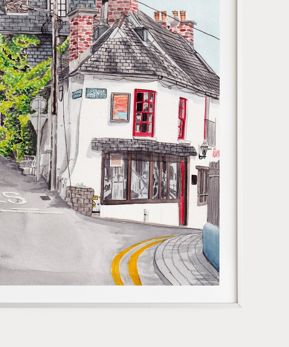 Kilkenny Ireland Historic Pub Corner Steep Cobblestone Street Poster - Image 3