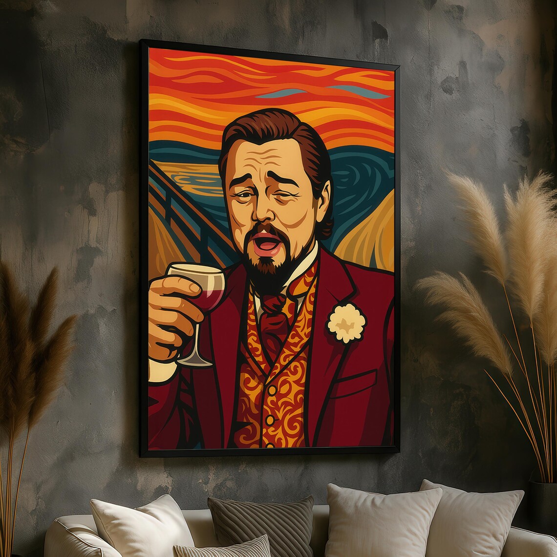Pop Art Winking Man With Wine Glass Against Scream Sky Poster