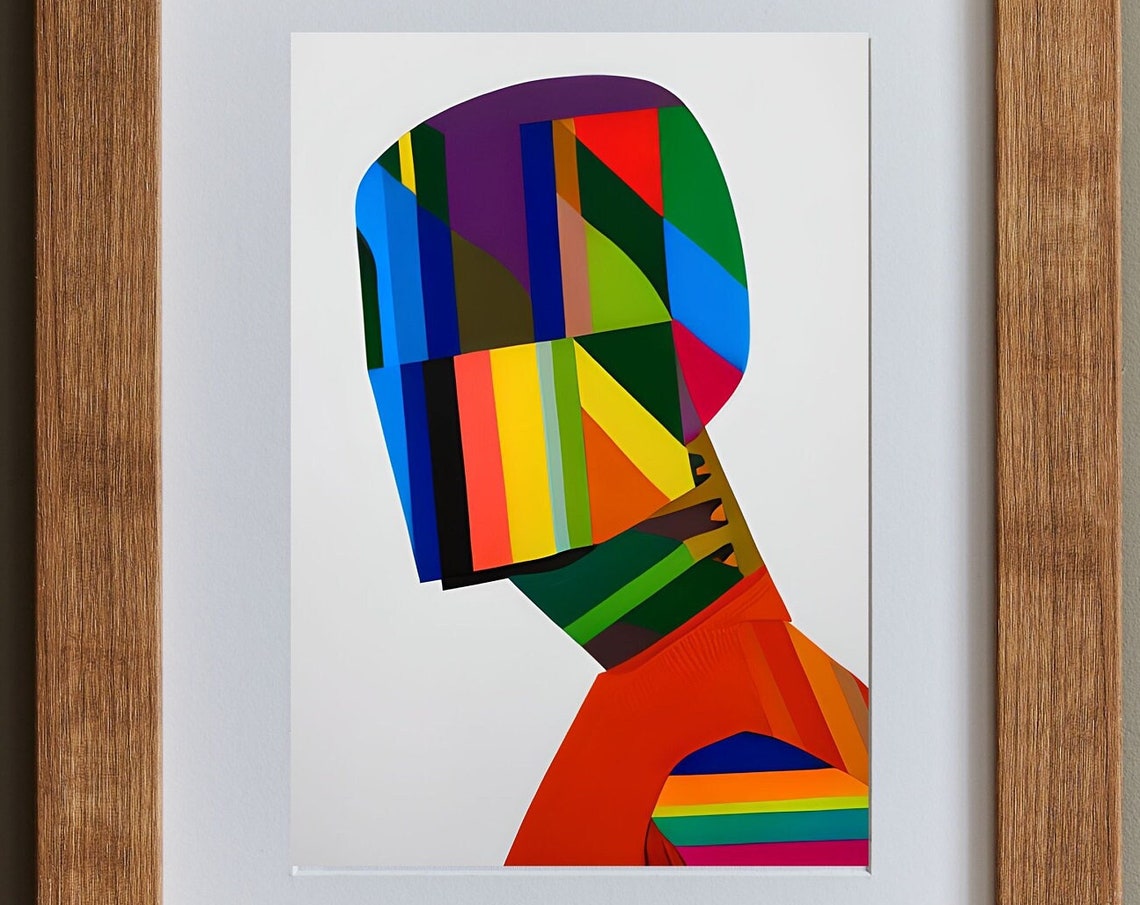 Unity Faceless Geometric Hooded Figure Abstract Modern Art Print