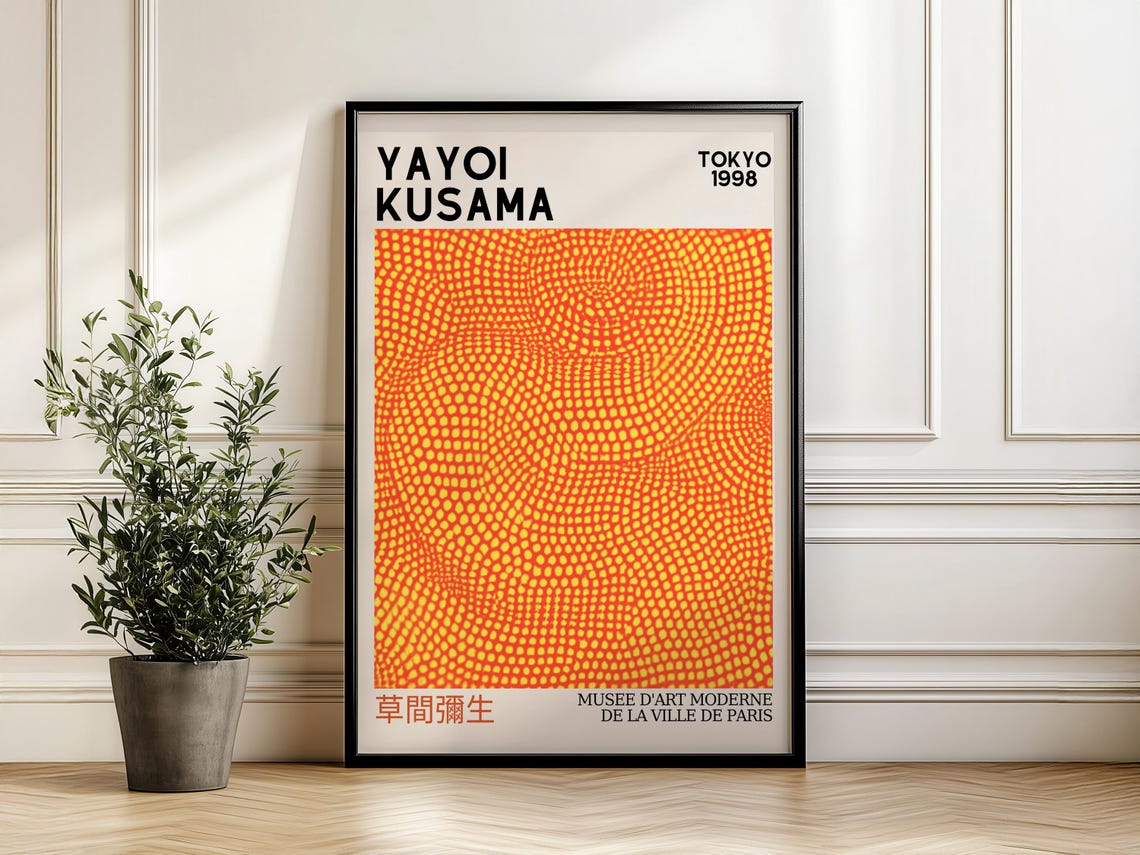 Yayoi Kusama Tokyo 1998 Orange Dot Net Gallery Exhibition Poster