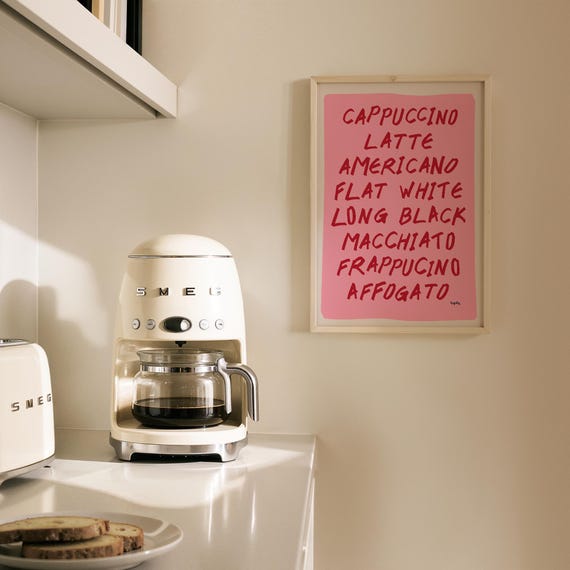 Coffee Guide Print Poster Gifts Kitchen Art Dining Room Modern Wall Unframed