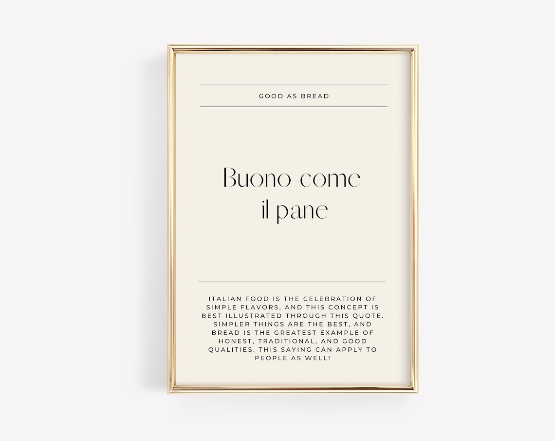 Buono Come Il Pane Italian Quote Minimalist Typography Poster