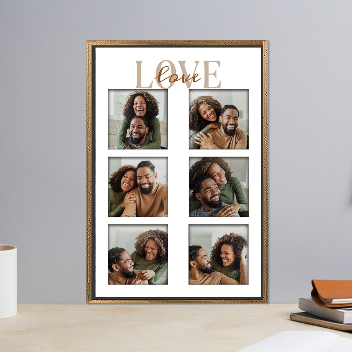 Personalized Couple Photo Collage Six Photos LOVE Gift Poster