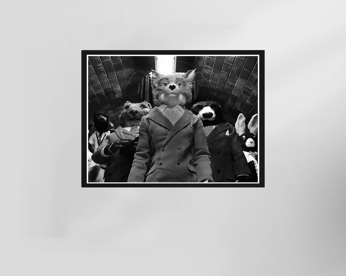 Fantastic Mr Fox Poster Print Wes Anderson Fan Gift Black And White Retro Movie