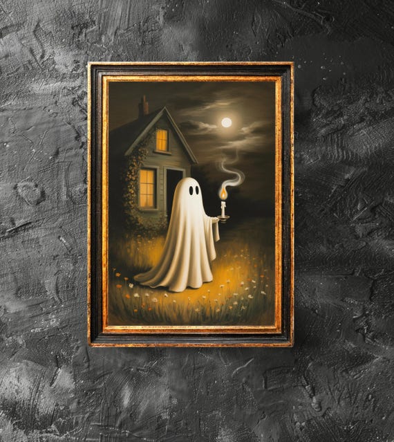 Holding Candle In Outdoors Poster Haunted Home Decor Funny Halloween Gift Print Art
