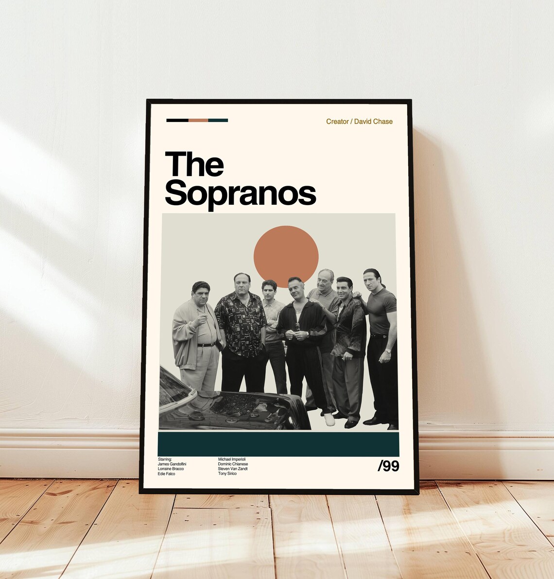 The Sopranos Cast Midcentury Minimalist 90s TV Series Gangster Poster