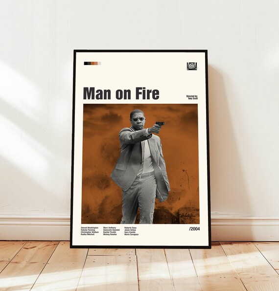 Man on Fire 2004 Minimalist Movie Art with Cast Names Poster