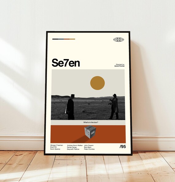 Se7en Minimalist Midcentury Movie Poster With Box Quote and Cast Credits