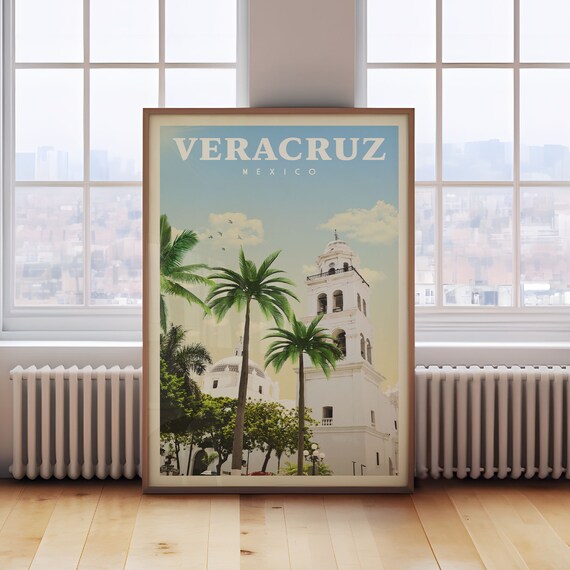 Veracruz Mexico Travel Poster, Mexican Art Print
