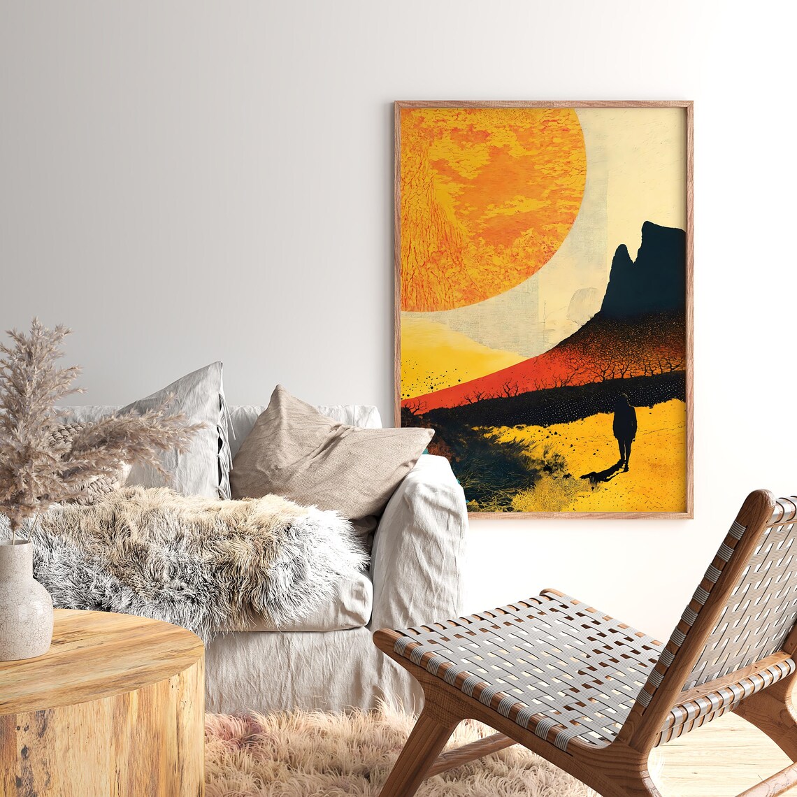 Abstract Landscape, Modern Sunset Minimalist Geometric Art Print - Image 4