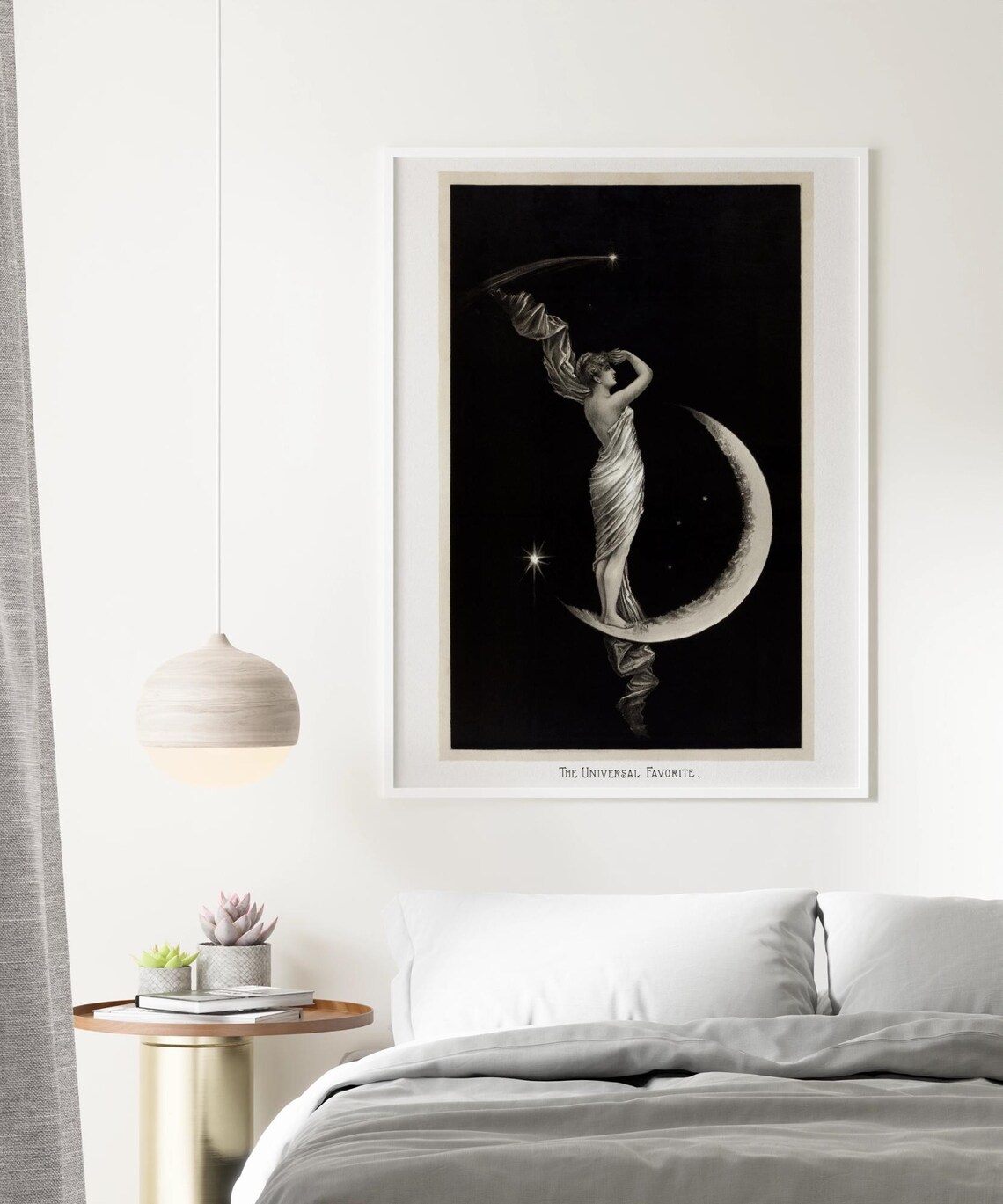 Vintage Moon Goddess, Celestial Woman on Crescent Moon - Image 4