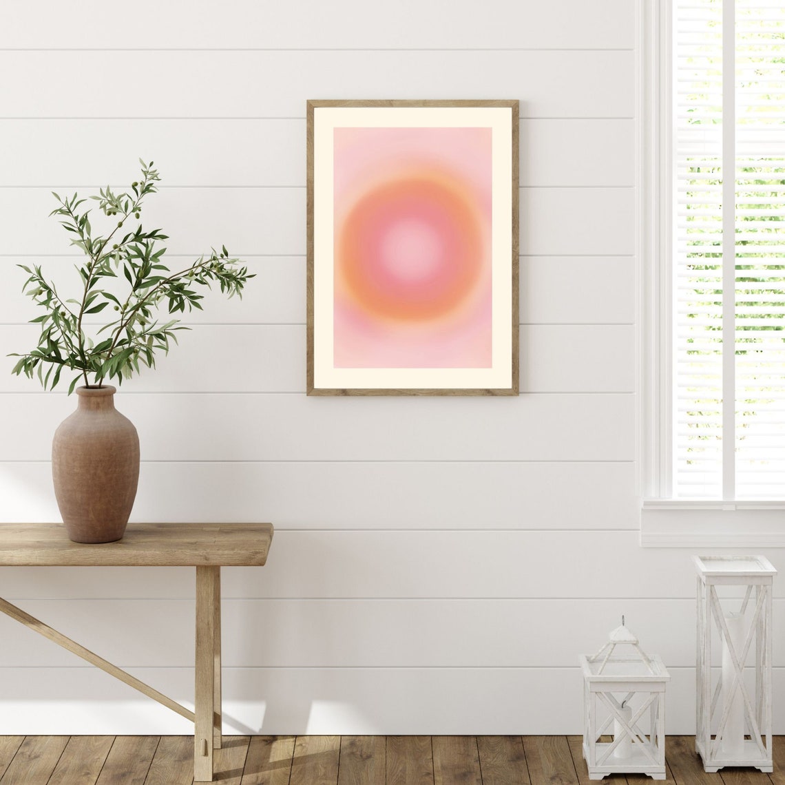 Peach Pink Aura Gradient Orb Minimal Spiritual Decorative Poster - Image 3