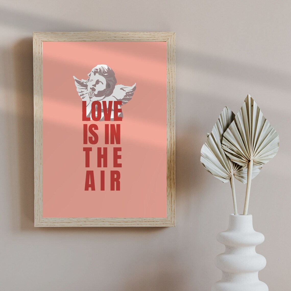 Love Is In The Air Cherub Coral Romantic Valentine Quote Poster - Image 3