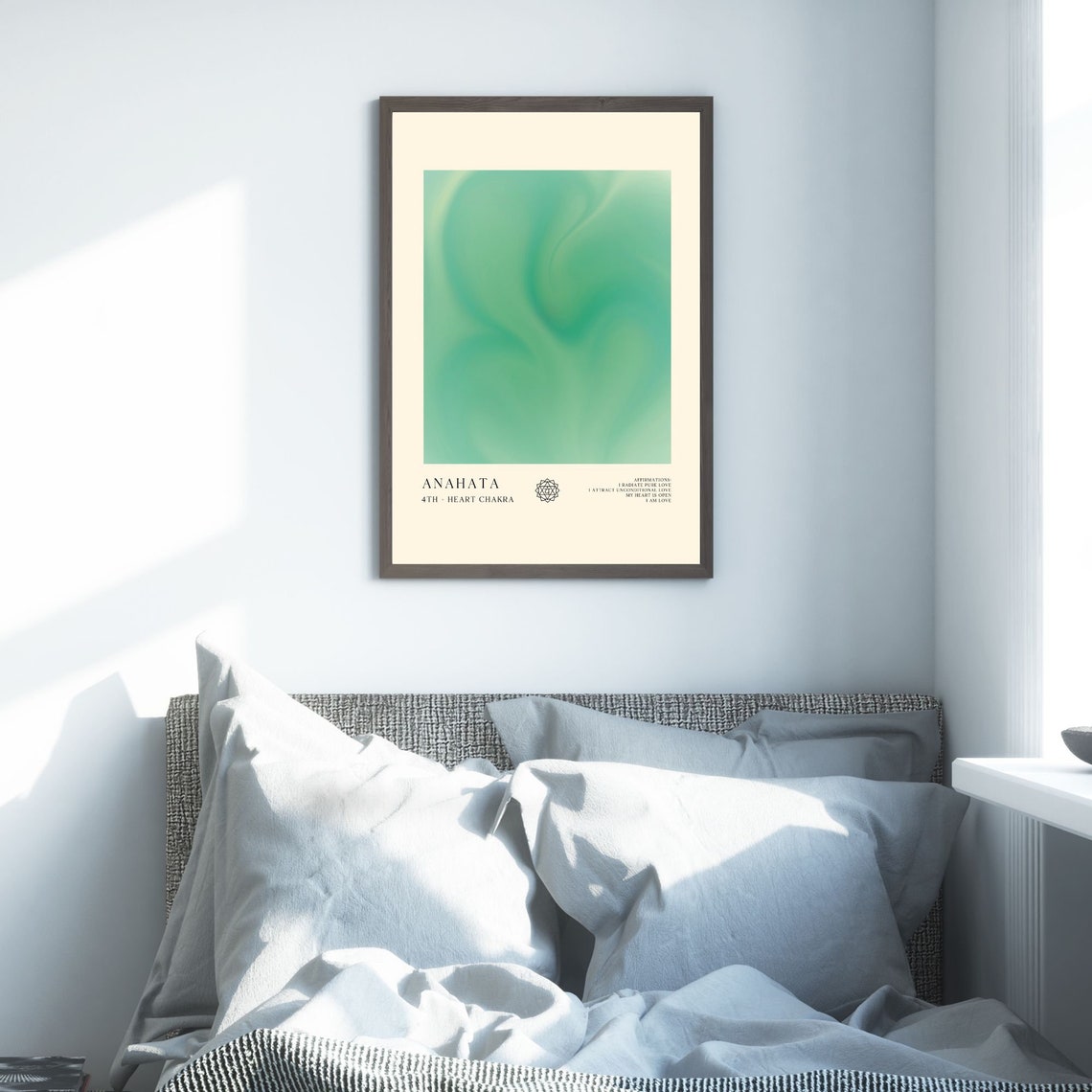 Anahata 4th Heart Chakra Green Aura Affirmations Spiritual Wall Art - Image 3