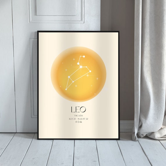 Leo Art Print Horoscope Zodiac Art Astrology Art Star Sign Horoscope Art Leo Poster Leo Gift