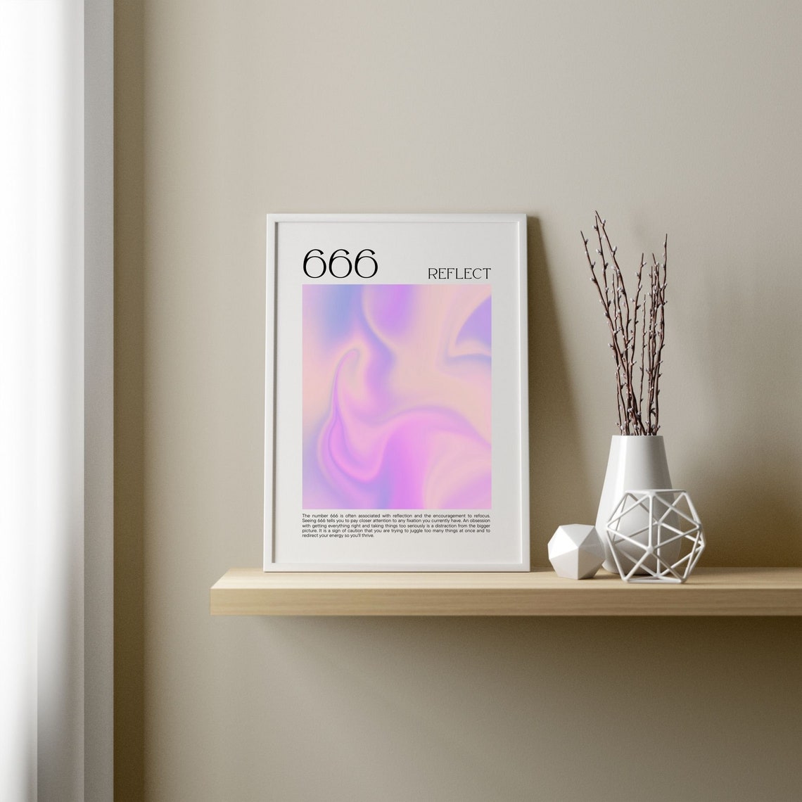 Angel Number 666 Reflect Purple Aura Gradient Spiritual Poster - Image 2