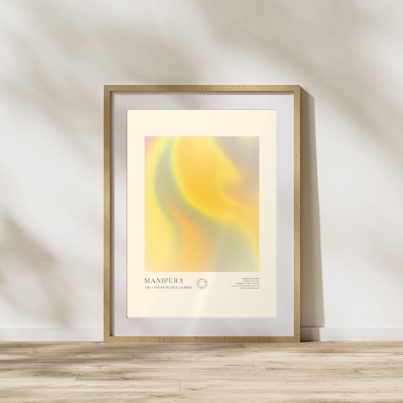 Manipura Solar Plexus Chakra Yellow Aura Spiritual Yoga Poster