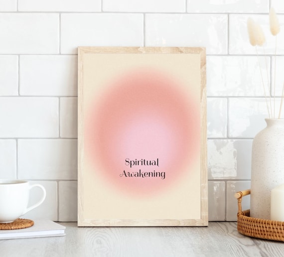 Spiritual Awakening Pink Aura Halo Minimalist Quote Poster Cream