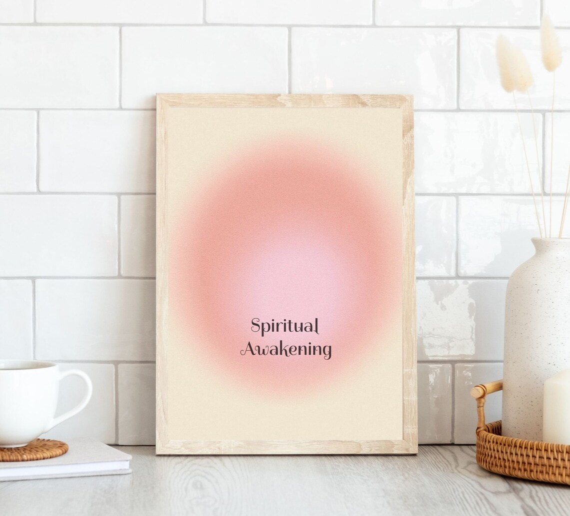 Spiritual Awakening Pink Aura Halo Minimalist Quote Poster Cream