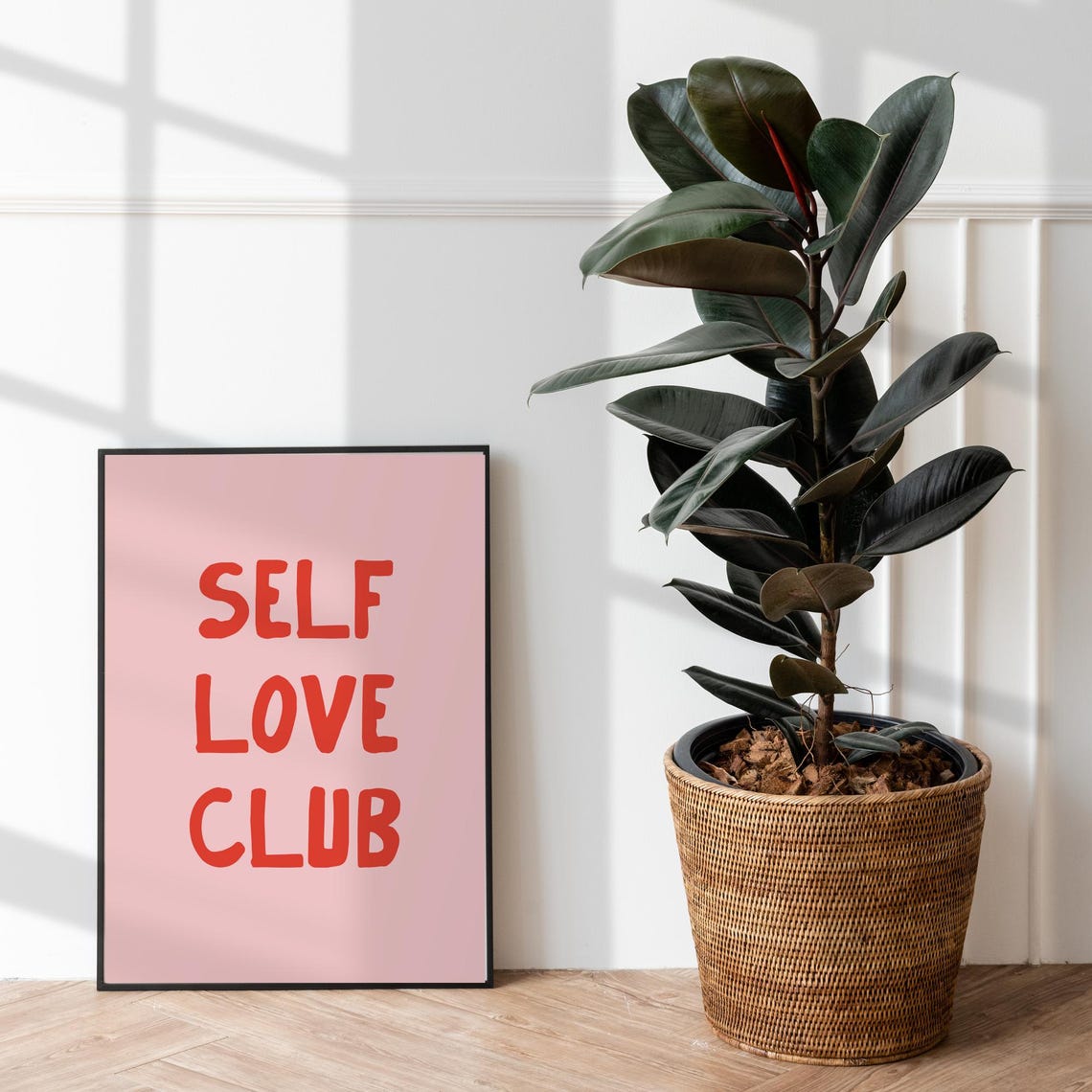 Self Love Club Bold Red Pink Hand Lettered Dorm Quote Poster - Image 4