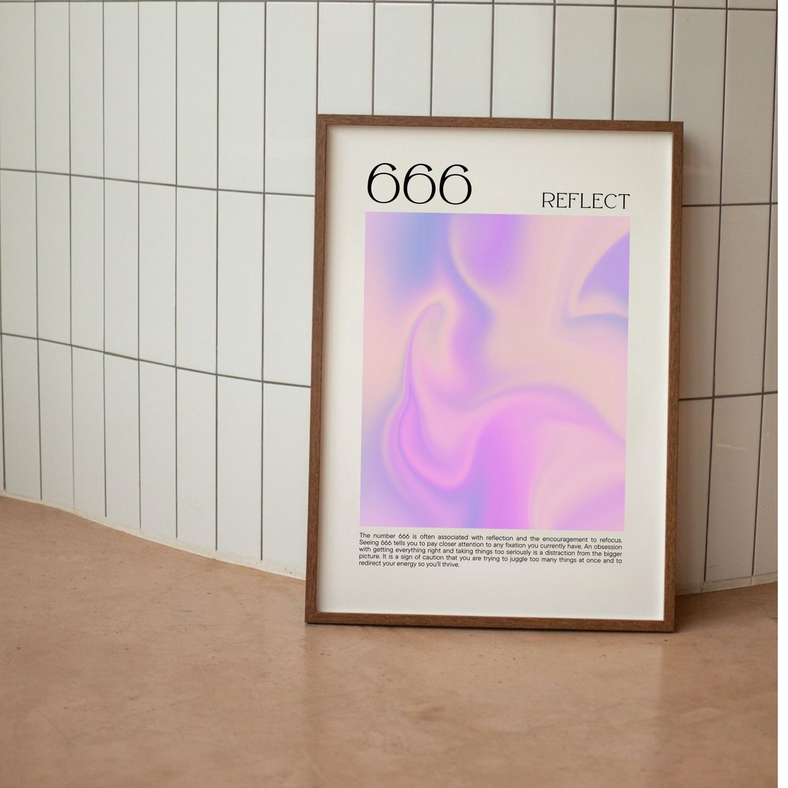 Angel Number 666 Reflect Purple Aura Gradient Spiritual Poster