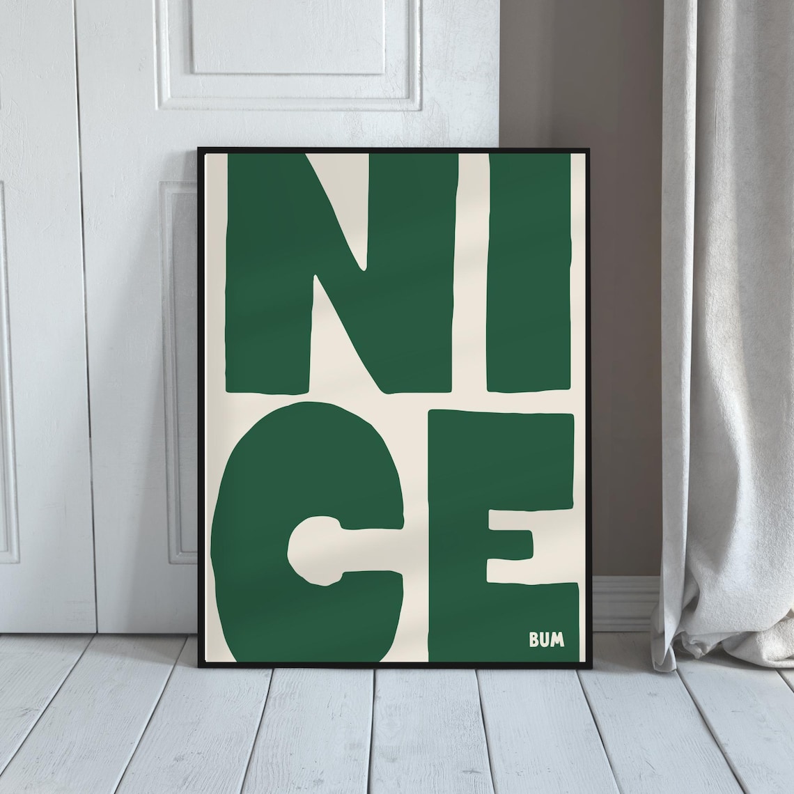 Nice Bum Cheeky Bold Green Typography Funny Quote Art Poster - Image 4